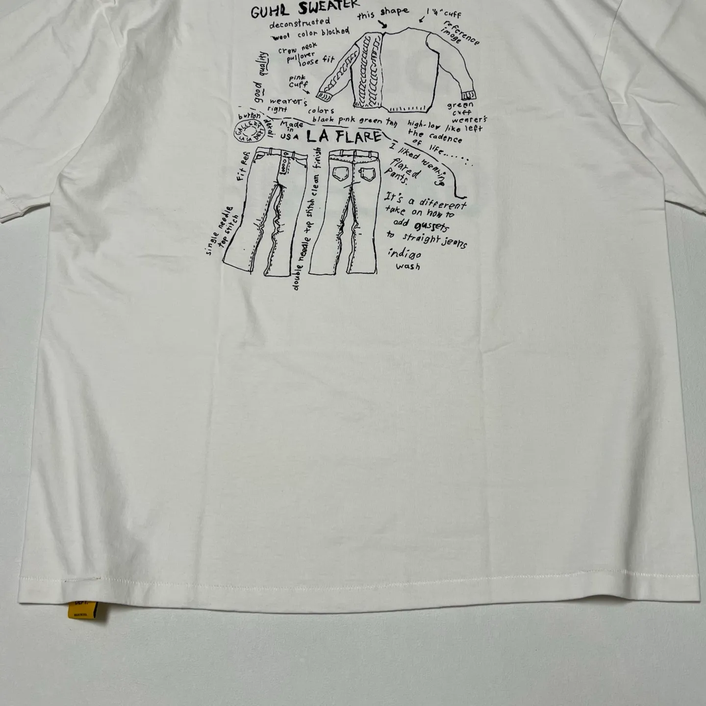 GALLERY DEPT. MOODY TEE/WHITE New in stock graffiti French/design draft printed TEE white S-XL original consistent OE yarn tube weaving seamless fabric authentic level printing restoration authentic consistent accessories